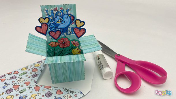 DIY Bluebird Pop-Up Bouquet Card by Popupity