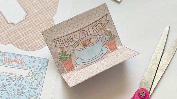 Thanks-a-Latte DIY Pop-Up Card Printable Template by Popupity