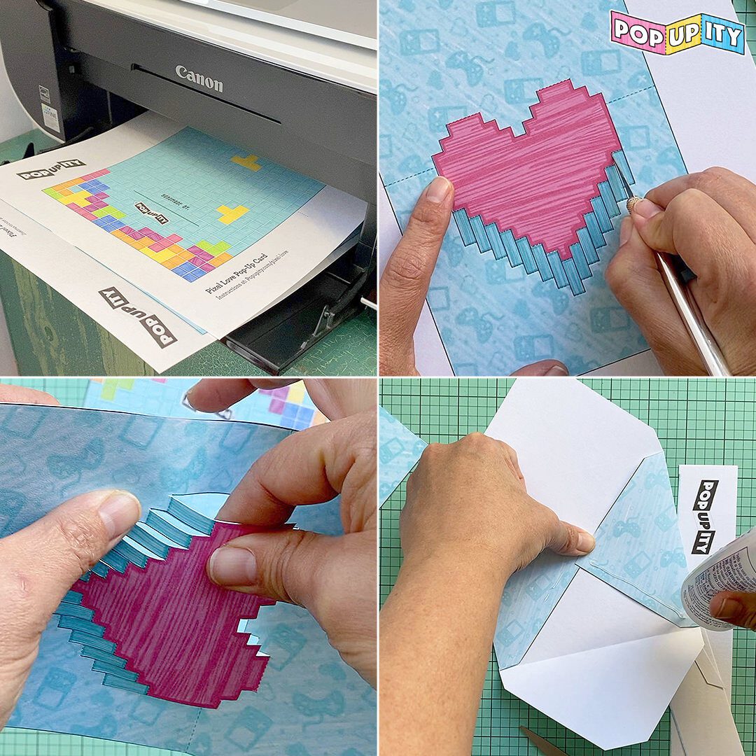 How to Craft the Pixel Heart Pop-up Card by Popupity