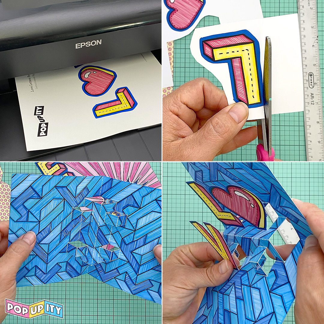 How-to make the love letters pop-up card by Popupity.